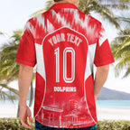 Personalised Dolphins Mascot Rugby Hawaiian Shirt Redcliffe Peninsula Athletic Graphic Print