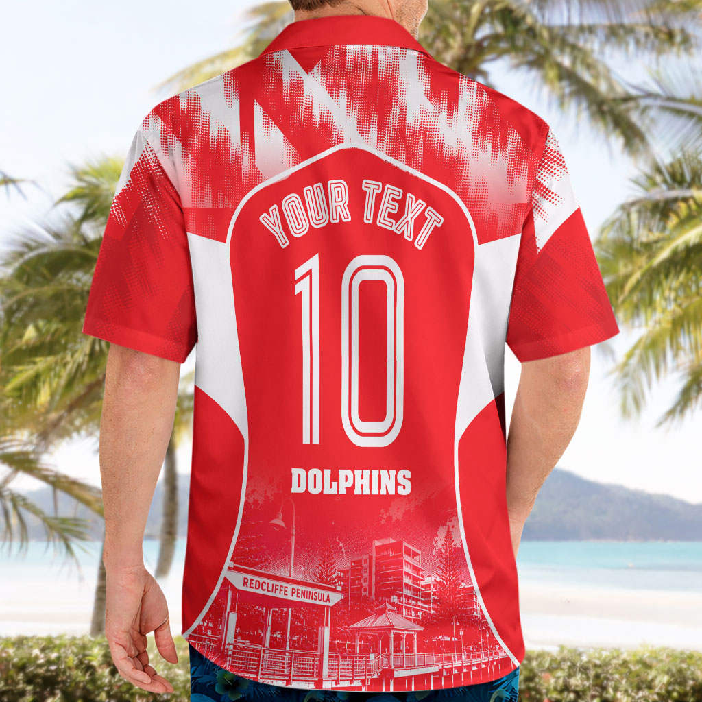 Personalised Dolphins Mascot Rugby Hawaiian Shirt Redcliffe Peninsula Athletic Graphic Print