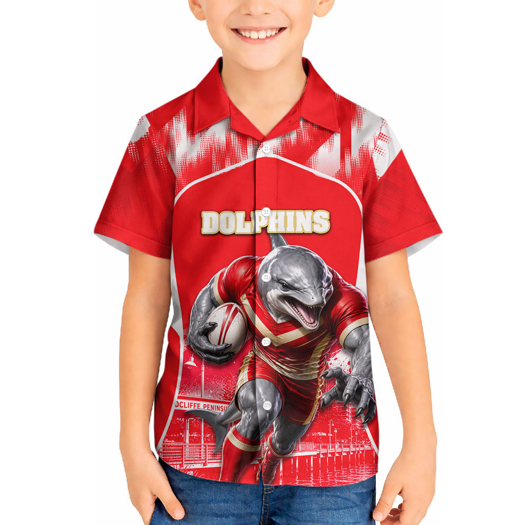 Personalised Dolphins Mascot Rugby Hawaiian Shirt Redcliffe Peninsula Athletic Graphic Print
