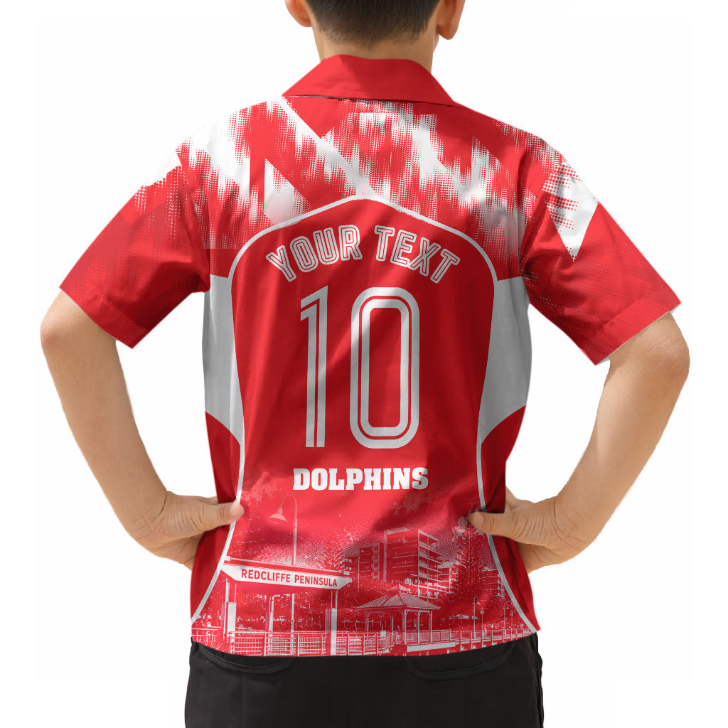 Personalised Dolphins Mascot Rugby Hawaiian Shirt Redcliffe Peninsula Athletic Graphic Print