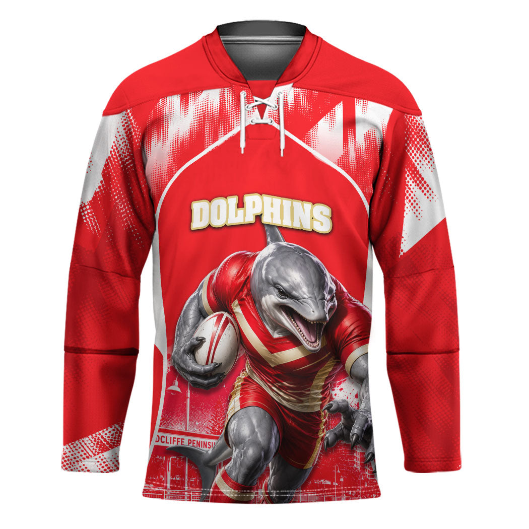 Personalised Dolphins Mascot Rugby Hockey Jersey Redcliffe Peninsula Athletic Graphic Print