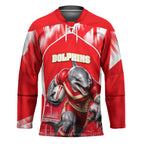 Personalised Dolphins Mascot Rugby Hockey Jersey Redcliffe Peninsula Athletic Graphic Print