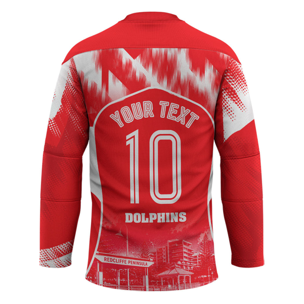 Personalised Dolphins Mascot Rugby Hockey Jersey Redcliffe Peninsula Athletic Graphic Print