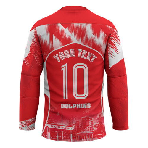 Personalised Dolphins Mascot Rugby Hockey Jersey Redcliffe Peninsula Athletic Graphic Print