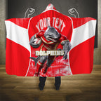 Personalised Dolphins Mascot Rugby Hooded Blanket Redcliffe Peninsula Athletic Graphic Print