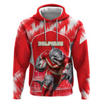 Personalised Dolphins Mascot Rugby Hoodie Redcliffe Peninsula Athletic Graphic Print
