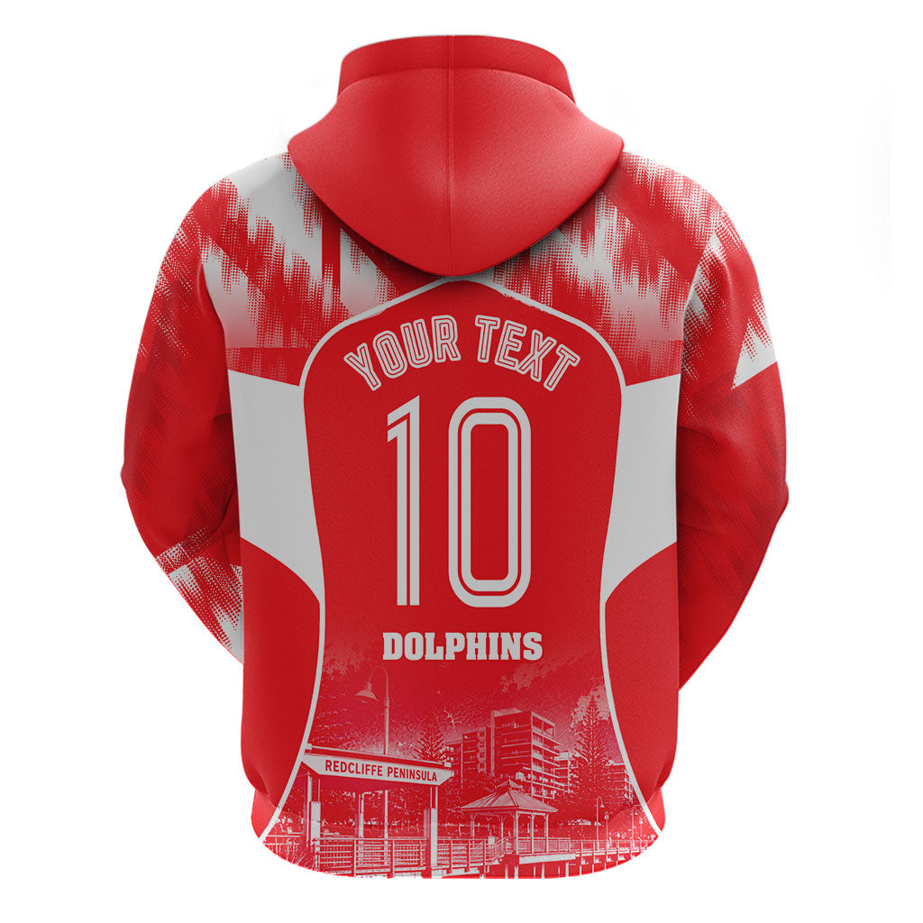 Personalised Dolphins Mascot Rugby Hoodie Redcliffe Peninsula Athletic Graphic Print