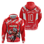 Personalised Dolphins Mascot Rugby Hoodie Redcliffe Peninsula Athletic Graphic Print