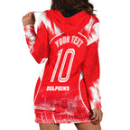 Personalised Dolphins Mascot Rugby Hoodie Dress Redcliffe Peninsula Athletic Graphic Print