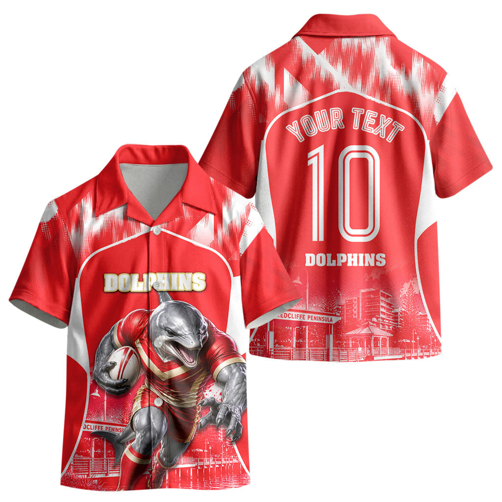 Personalised Dolphins Mascot Rugby Kid Hawaiian Shirt Redcliffe Peninsula Athletic Graphic Print