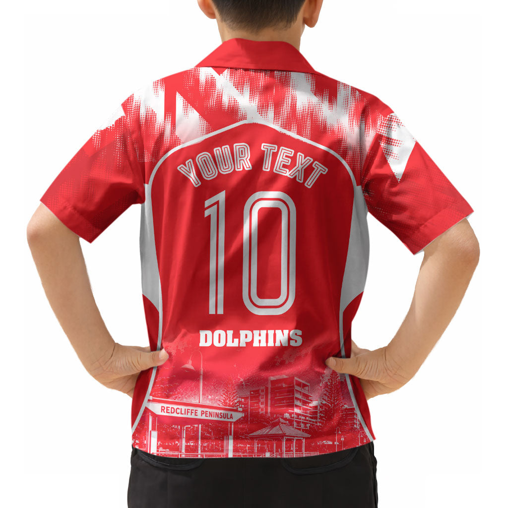 Personalised Dolphins Mascot Rugby Kid Hawaiian Shirt Redcliffe Peninsula Athletic Graphic Print