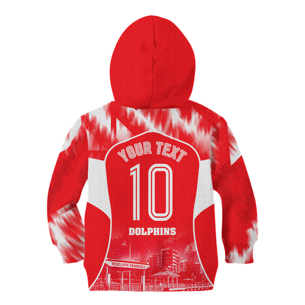 Personalised Dolphins Mascot Rugby Kid Hoodie Redcliffe Peninsula Athletic Graphic Print