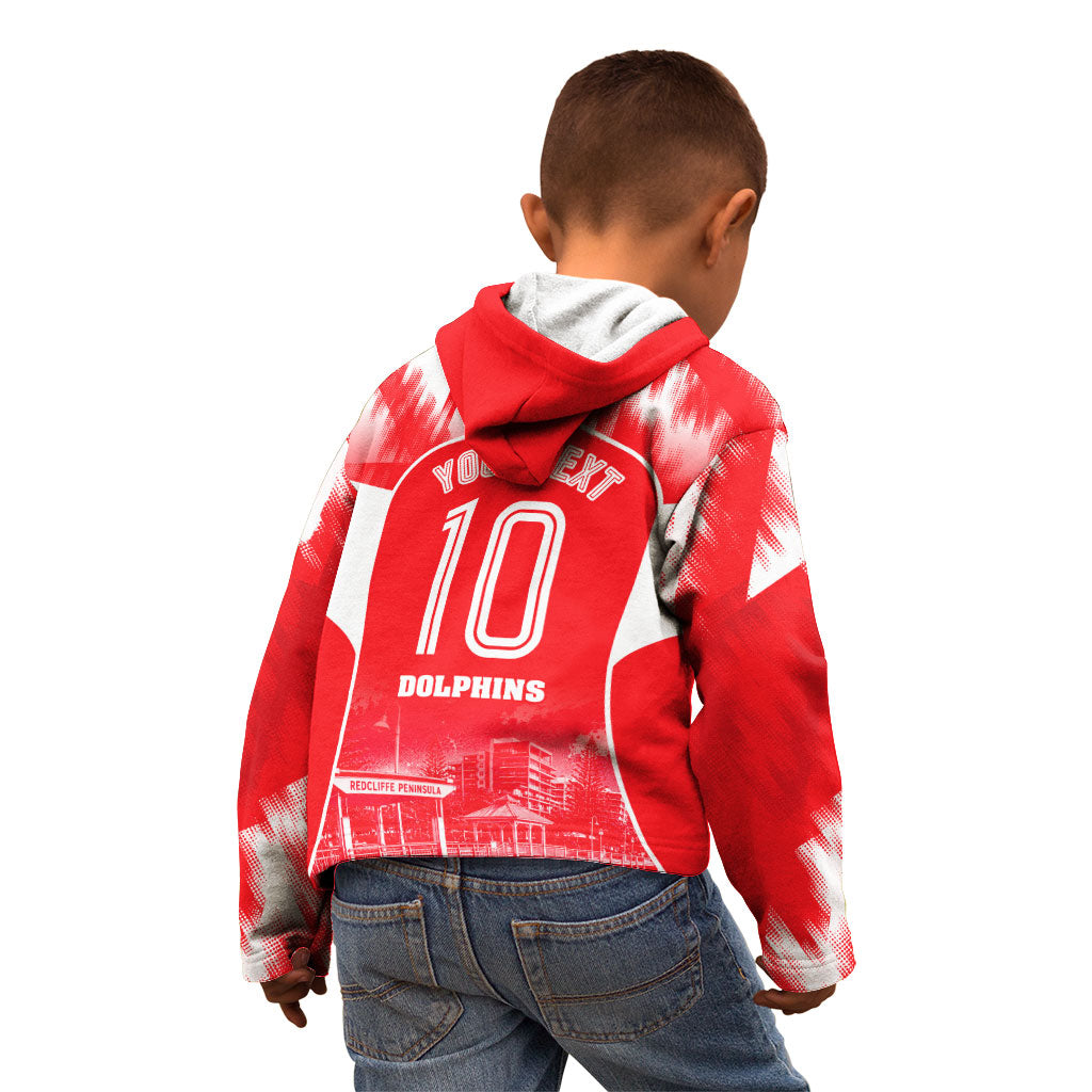 Personalised Dolphins Mascot Rugby Kid Hoodie Redcliffe Peninsula Athletic Graphic Print