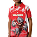 Personalised Dolphins Mascot Rugby Kid Polo Shirt Redcliffe Peninsula Athletic Graphic Print