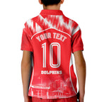 Personalised Dolphins Mascot Rugby Kid Polo Shirt Redcliffe Peninsula Athletic Graphic Print