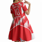 Personalised Dolphins Mascot Rugby Kid Short Sleeve Dress Redcliffe Peninsula Athletic Graphic Print