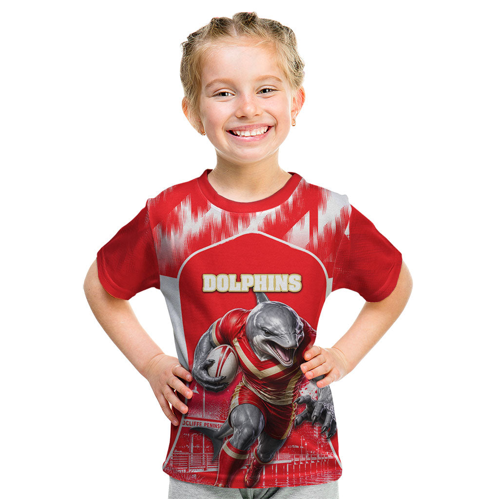 Personalised Dolphins Mascot Rugby Kid T Shirt Redcliffe Peninsula Athletic Graphic Print