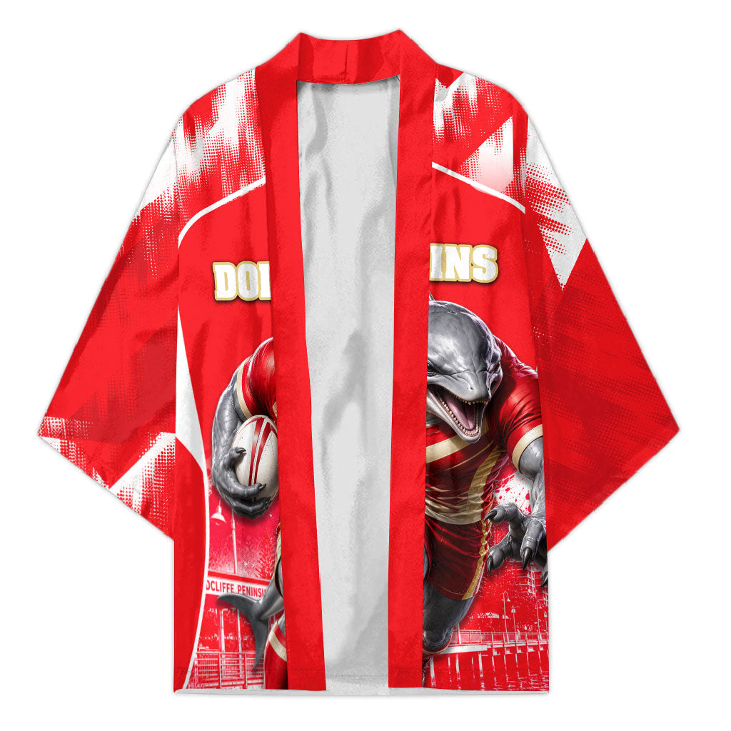 Personalised Dolphins Mascot Rugby Kimono Redcliffe Peninsula Athletic Graphic Print
