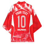Personalised Dolphins Mascot Rugby Kimono Redcliffe Peninsula Athletic Graphic Print