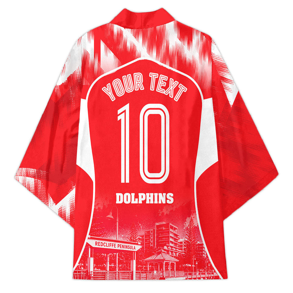 Personalised Dolphins Mascot Rugby Kimono Redcliffe Peninsula Athletic Graphic Print