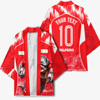 Personalised Dolphins Mascot Rugby Kimono Redcliffe Peninsula Athletic Graphic Print