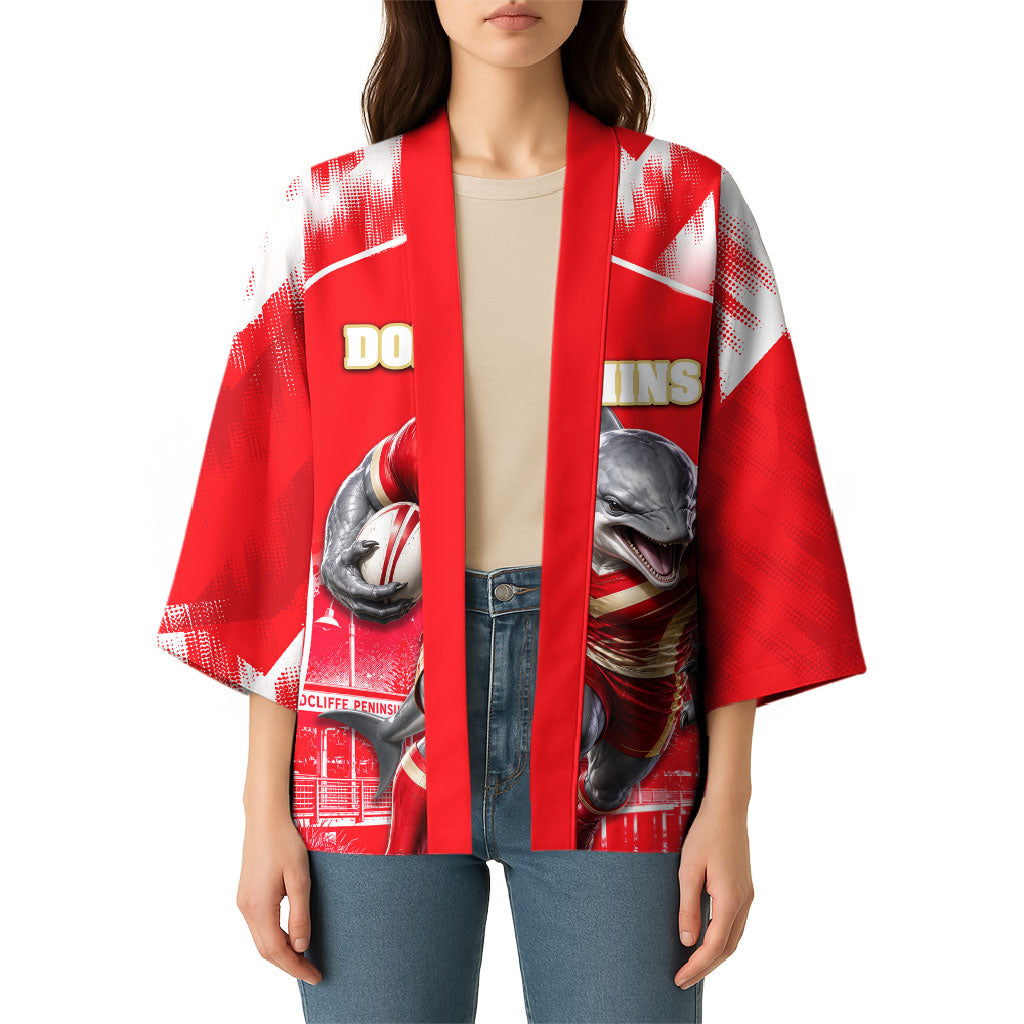 Personalised Dolphins Mascot Rugby Kimono Redcliffe Peninsula Athletic Graphic Print