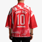 Personalised Dolphins Mascot Rugby Kimono Redcliffe Peninsula Athletic Graphic Print