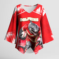 Personalised Dolphins Mascot Rugby Kimono Sleeve Blouse Redcliffe Peninsula Athletic Graphic Print