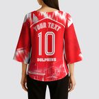 Personalised Dolphins Mascot Rugby Kimono Sleeve Blouse Redcliffe Peninsula Athletic Graphic Print