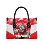 Personalised Dolphins Mascot Rugby Leather Bag Redcliffe Peninsula Athletic Graphic Print