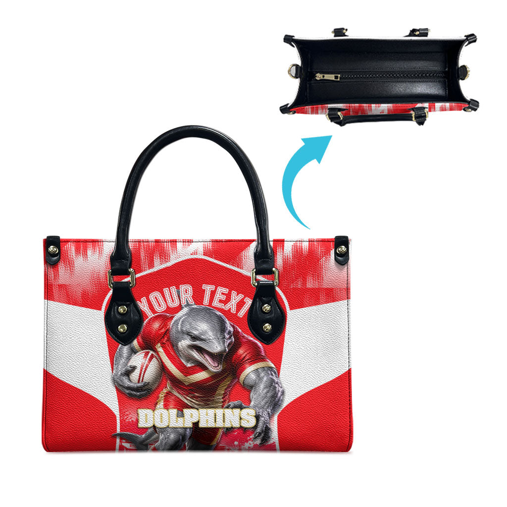 Personalised Dolphins Mascot Rugby Leather Bag Redcliffe Peninsula Athletic Graphic Print