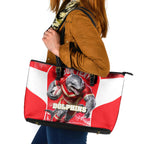 Personalised Dolphins Mascot Rugby Leather Tote Bag Redcliffe Peninsula Athletic Graphic Print