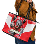 Personalised Dolphins Mascot Rugby Leather Tote Bag Redcliffe Peninsula Athletic Graphic Print