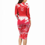 Personalised Dolphins Mascot Rugby Long Sleeve Bodycon Dress Redcliffe Peninsula Athletic Graphic Print