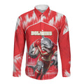 Personalised Dolphins Mascot Rugby Long Sleeve Button Shirt Redcliffe Peninsula Athletic Graphic Print