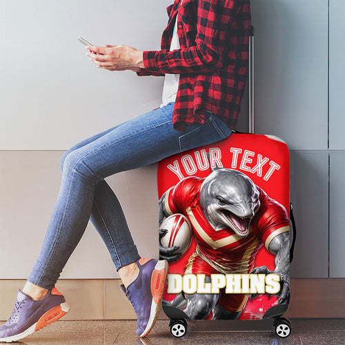 Personalised Dolphins Mascot Rugby Luggage Cover Redcliffe Peninsula Athletic Graphic Print