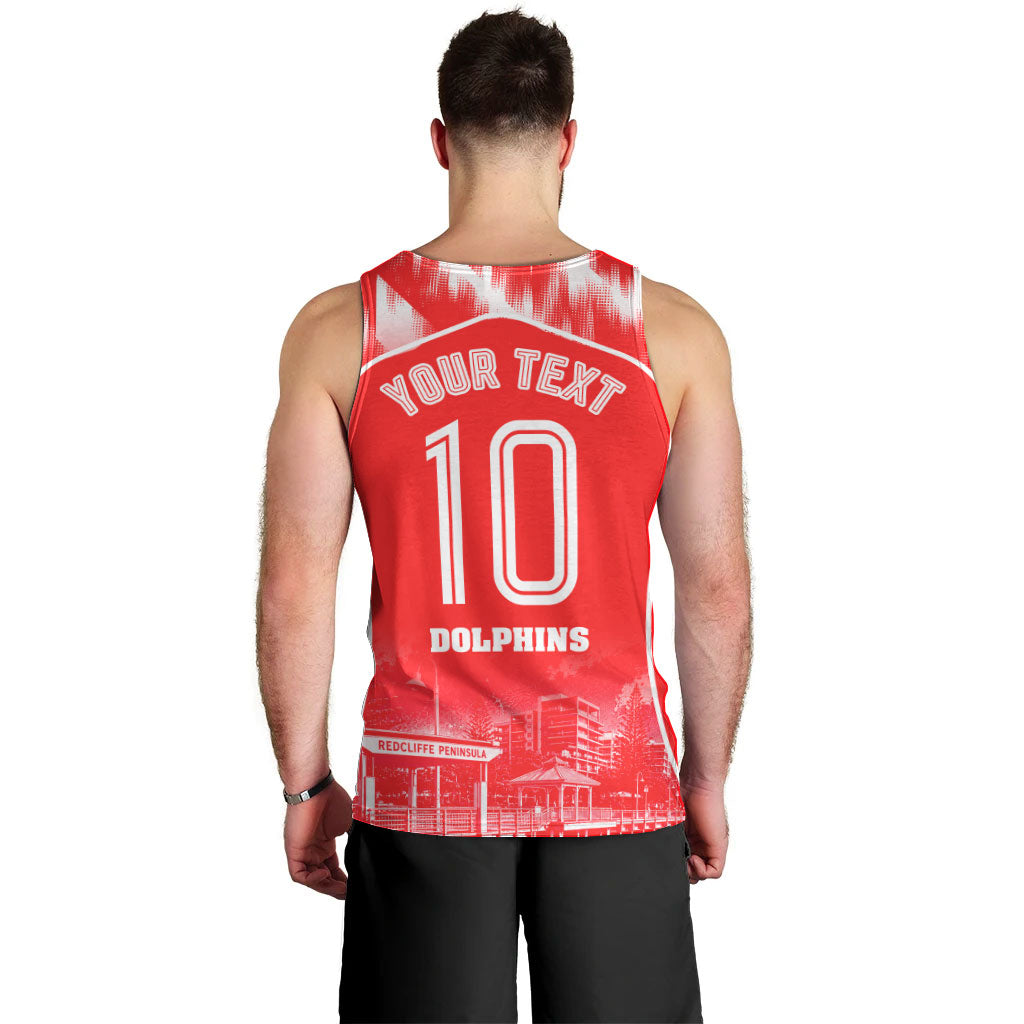 Personalised Dolphins Mascot Rugby Men Tank Top Redcliffe Peninsula Athletic Graphic Print