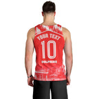 Personalised Dolphins Mascot Rugby Men Tank Top Redcliffe Peninsula Athletic Graphic Print