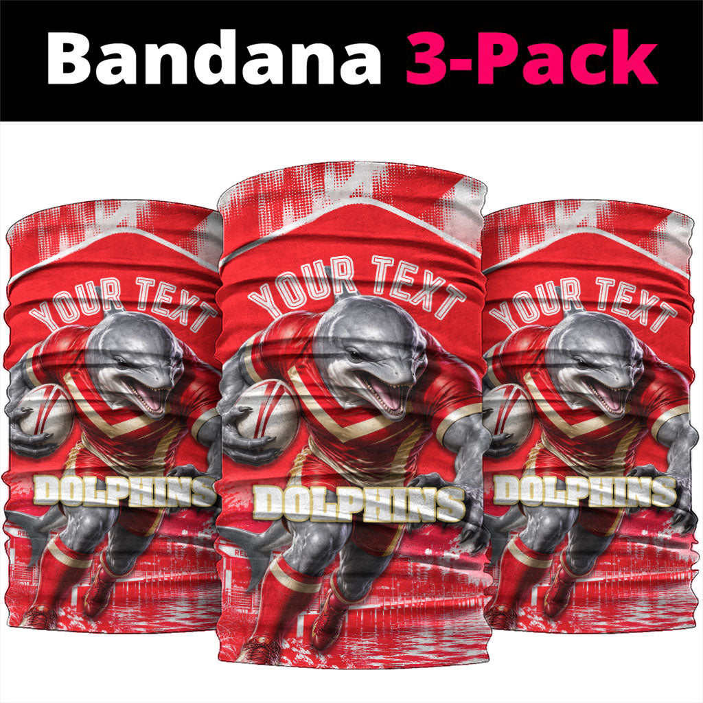Personalised Dolphins Mascot Rugby Neck Gaiter Redcliffe Peninsula Athletic Graphic Print
