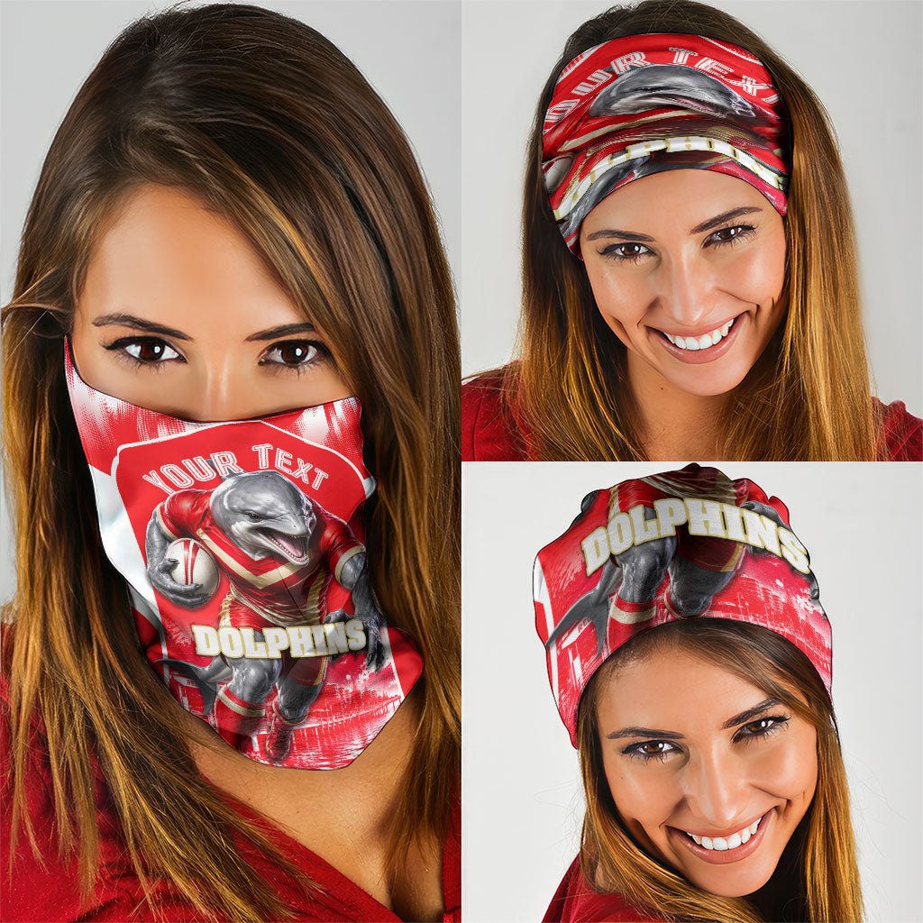 Personalised Dolphins Mascot Rugby Neck Gaiter Redcliffe Peninsula Athletic Graphic Print