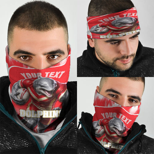 Personalised Dolphins Mascot Rugby Neck Gaiter Redcliffe Peninsula Athletic Graphic Print