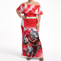 Personalised Dolphins Mascot Rugby Off Shoulder Maxi Dress Redcliffe Peninsula Athletic Graphic Print