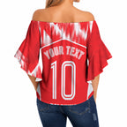 Personalised Dolphins Mascot Rugby Off Shoulder Wrap Waist Top Redcliffe Peninsula Athletic Graphic Print