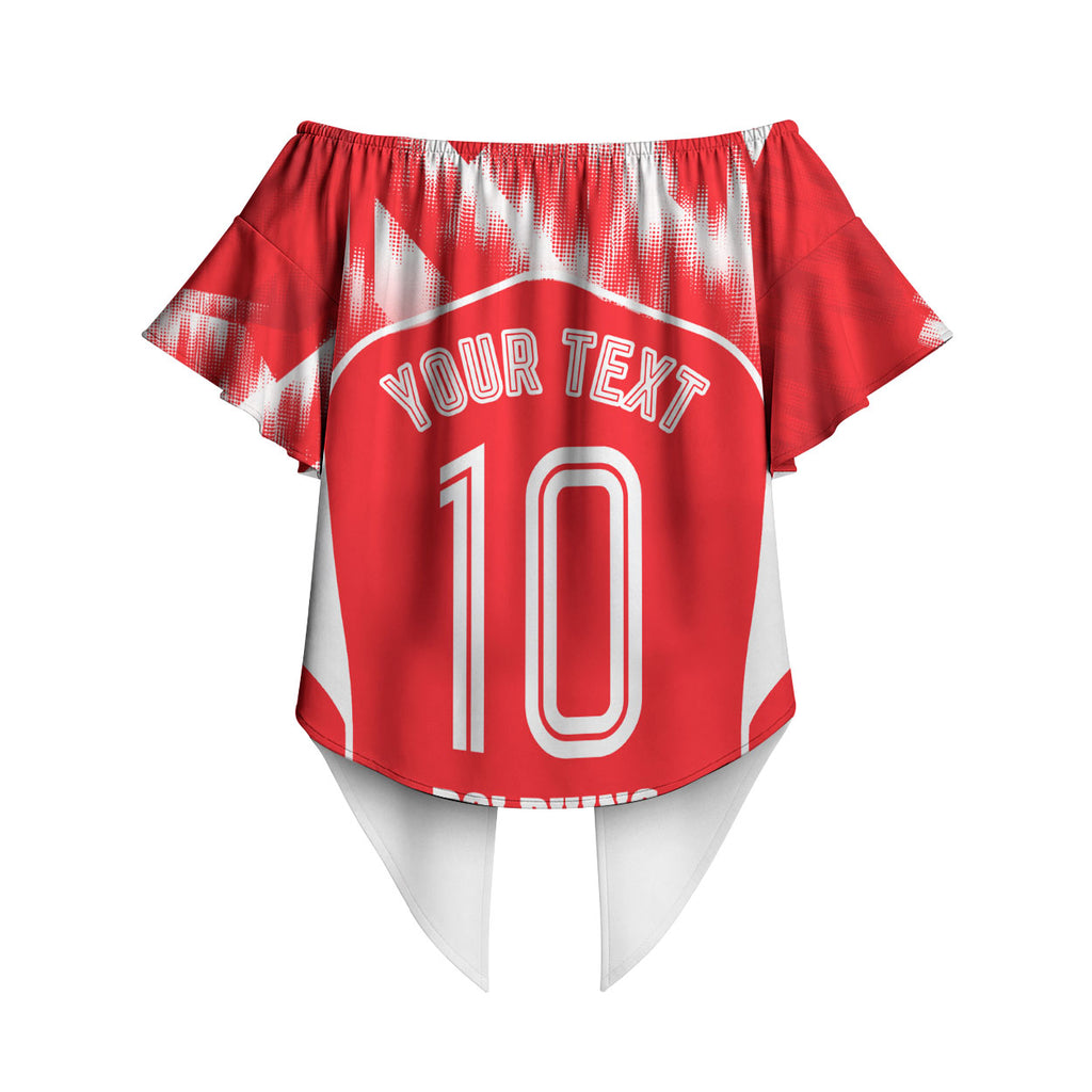 Personalised Dolphins Mascot Rugby Off Shoulder Wrap Waist Top Redcliffe Peninsula Athletic Graphic Print