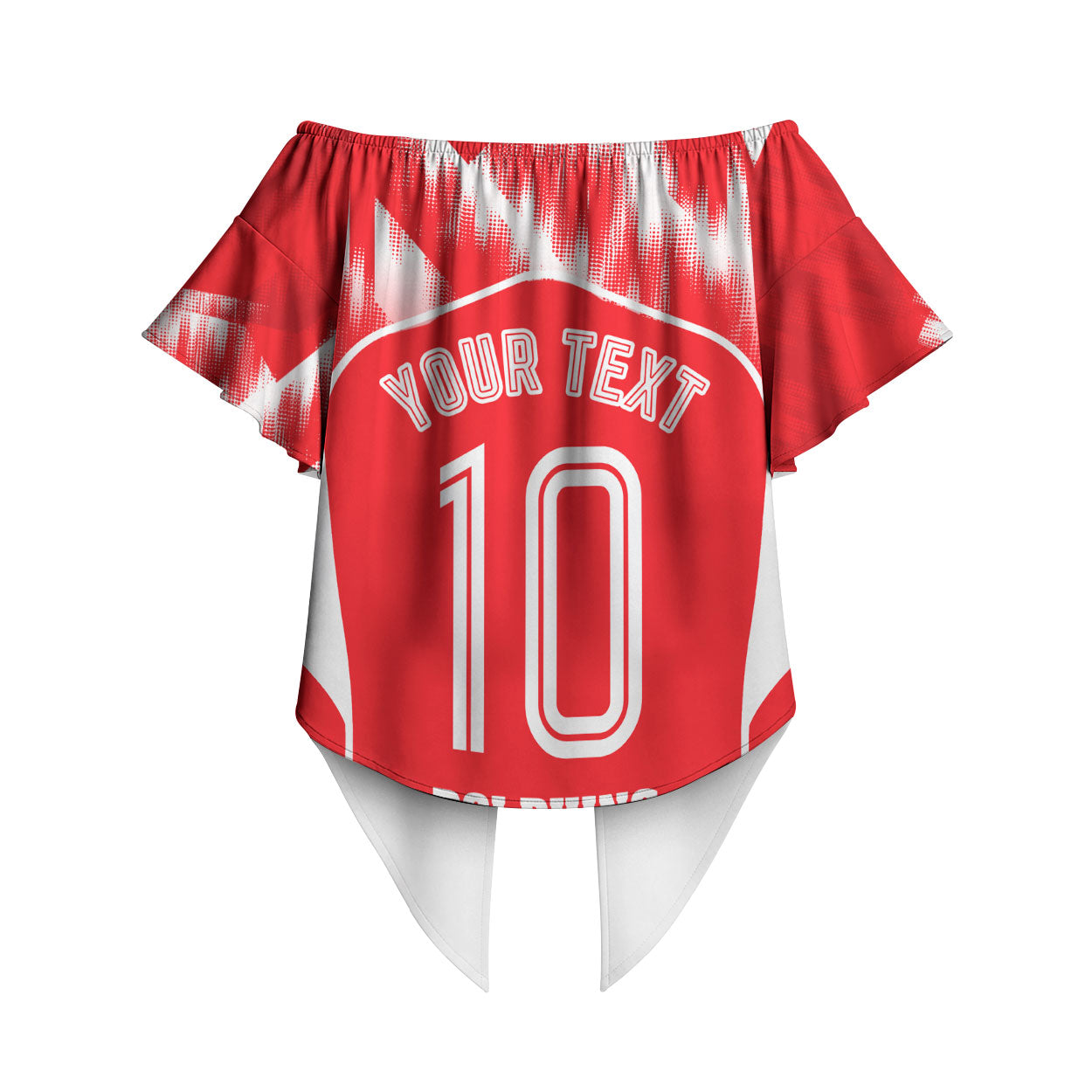 Personalised Dolphins Mascot Rugby Off Shoulder Wrap Waist Top Redcliffe Peninsula Athletic Graphic Print