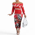 Personalised Dolphins Mascot Rugby Off The Shoulder Long Sleeve Dress Redcliffe Peninsula Athletic Graphic Print