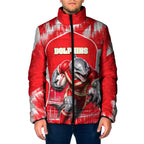Personalised Dolphins Mascot Rugby Padded Jacket Redcliffe Peninsula Athletic Graphic Print