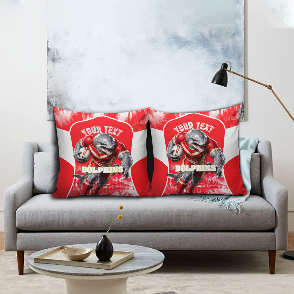 Personalised Dolphins Mascot Rugby Pillow Cover Redcliffe Peninsula Athletic Graphic Print