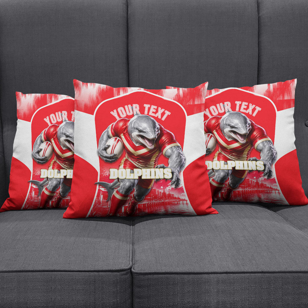 Personalised Dolphins Mascot Rugby Pillow Cover Redcliffe Peninsula Athletic Graphic Print