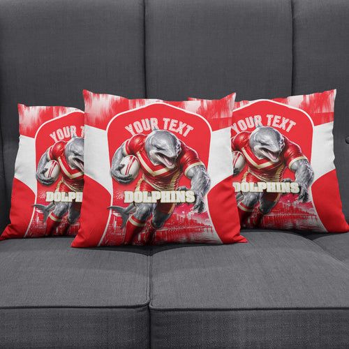 Personalised Dolphins Mascot Rugby Pillow Cover Redcliffe Peninsula Athletic Graphic Print